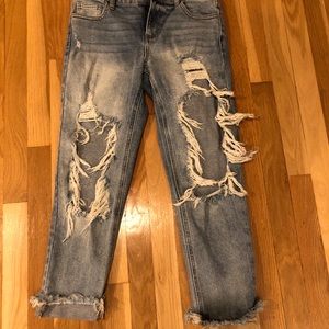 Ripped Knees Boyfriend Jeans